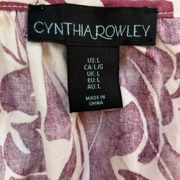 Cynthia Rowley Floral Tiered Maxi Dress Size Large Purple Cream - Picture 5 of 7